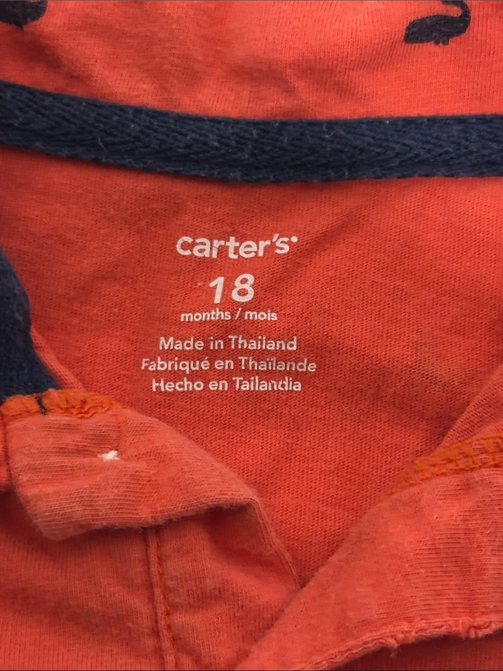 Carter's Red-Orange Polo with Navy Whale Motif